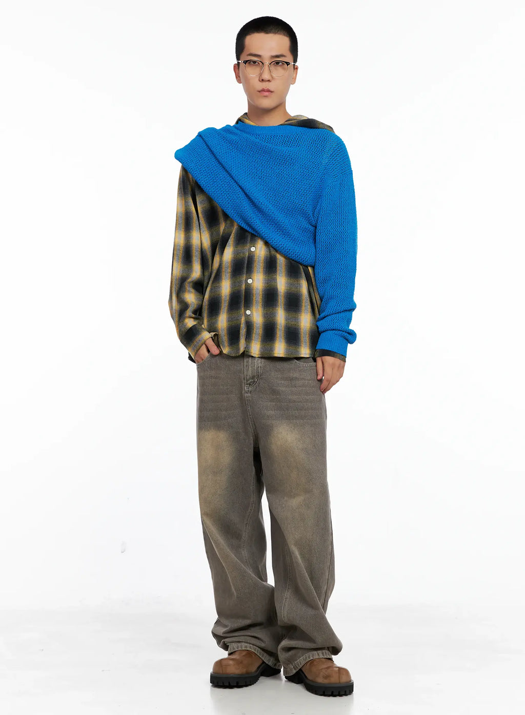 Men's Plaid Flannel Hooded Shirt IG529