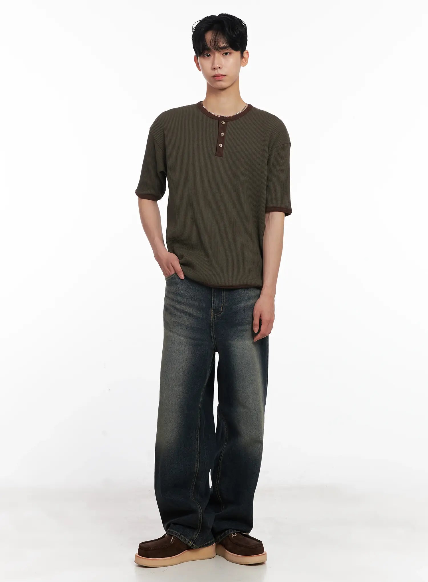 Men's Washed Baggy Jeans IU526