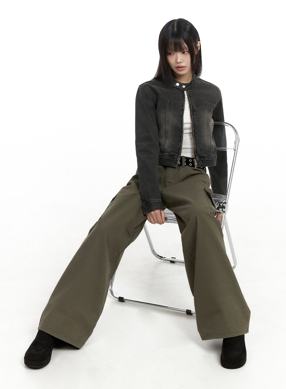 Long-Sleeve Slim Crop Top IO430