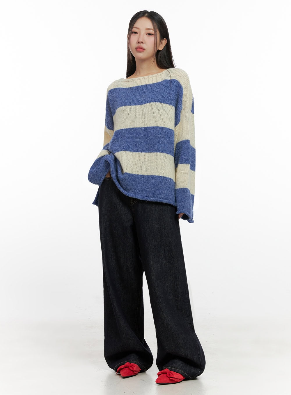 Oversize Stripe Wool Sweater IN415