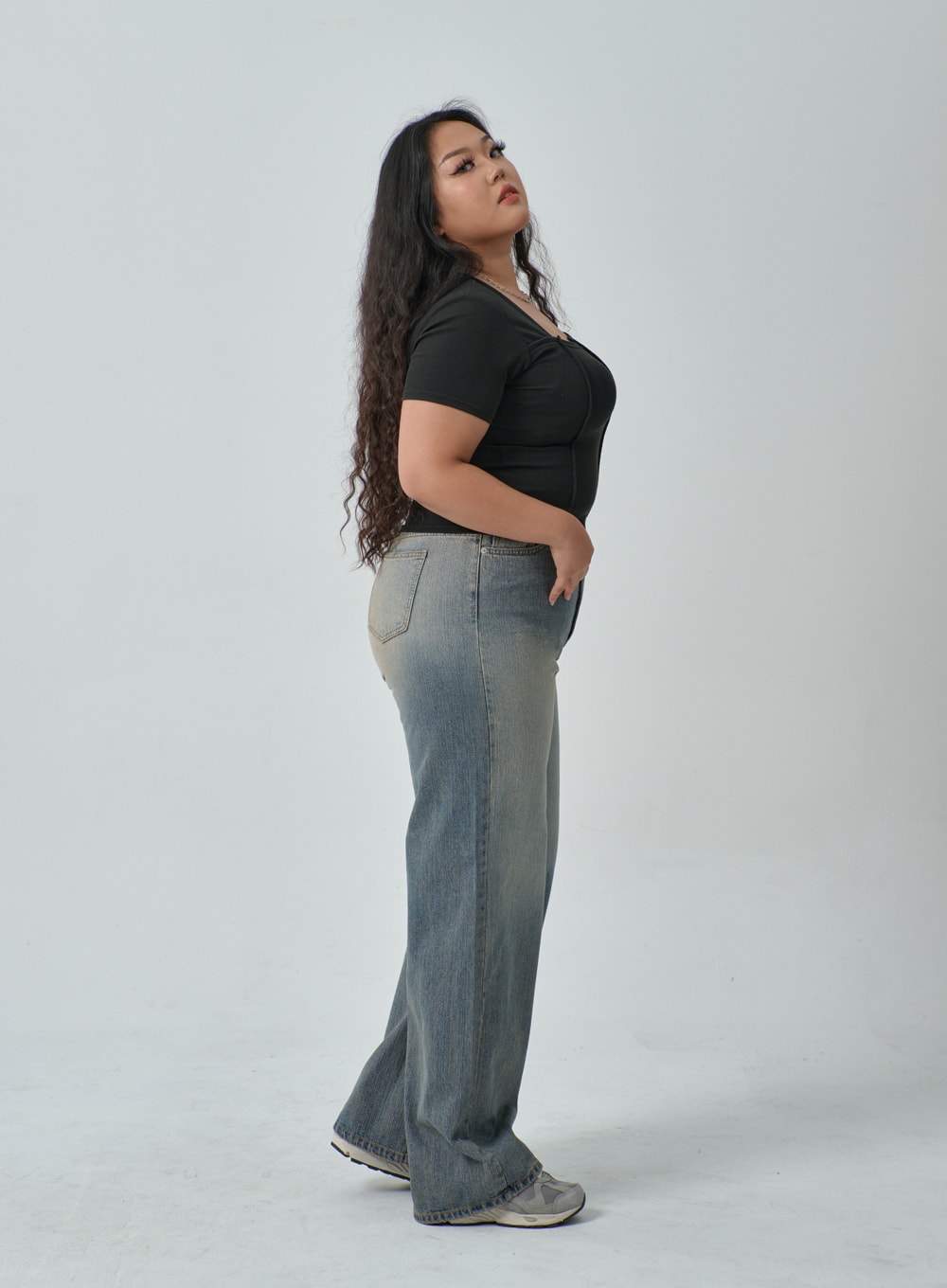 Plus Square Neck Crop T-Shirt IF317