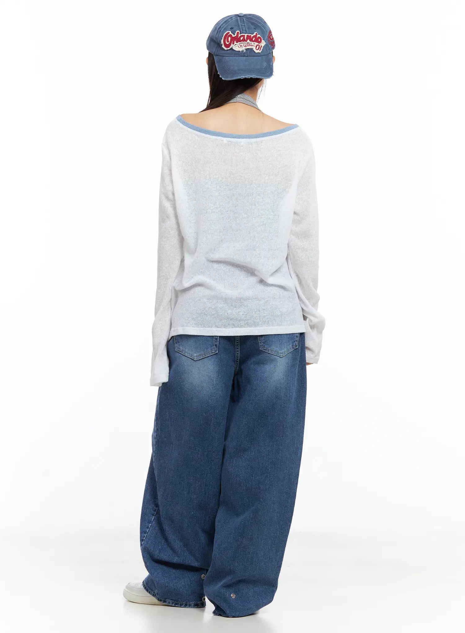 Hayoung Washed Wide-Leg Denim Jeans CL509