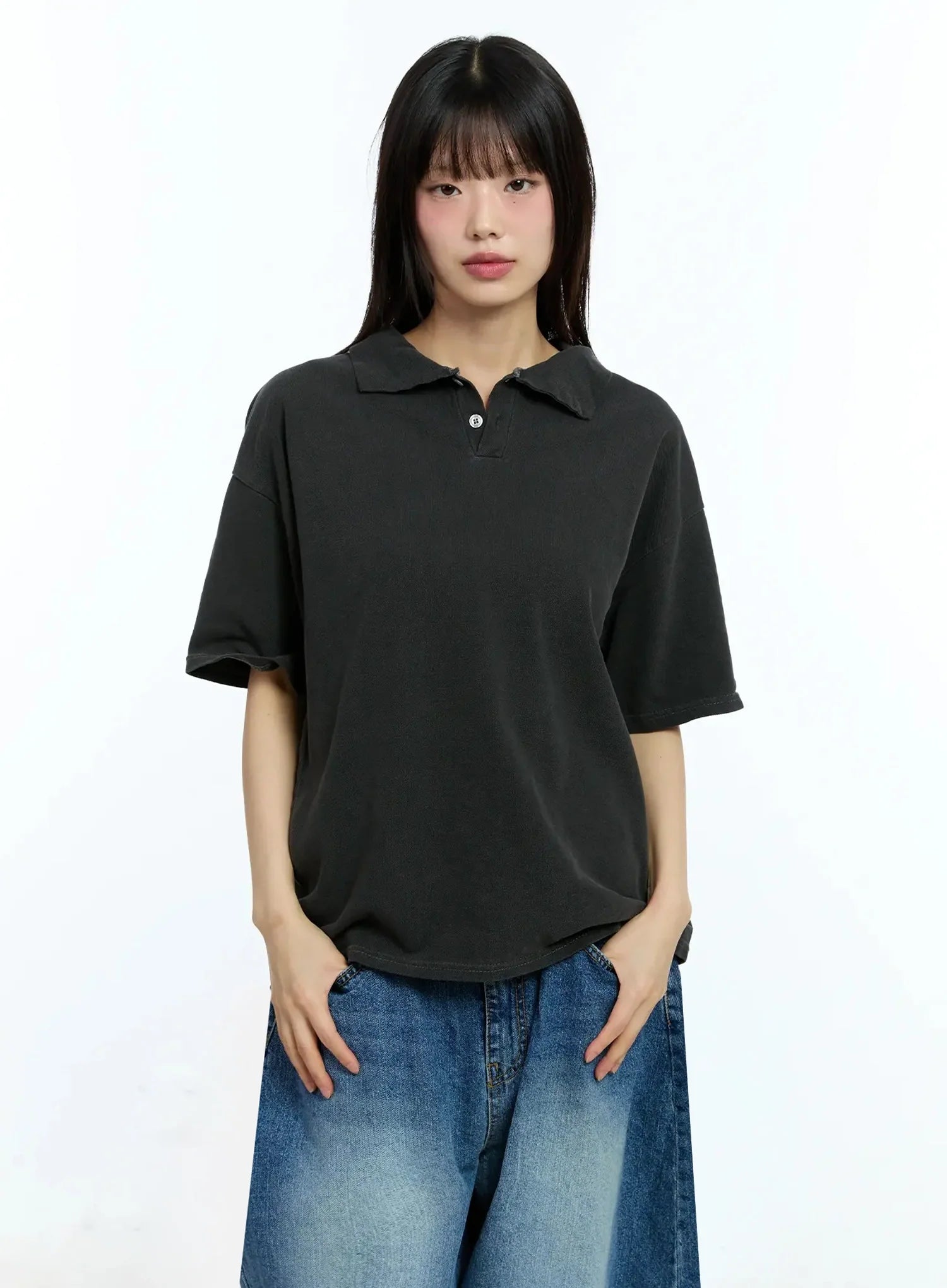 Oversized Short-Sleeve Polo Shirt IU523