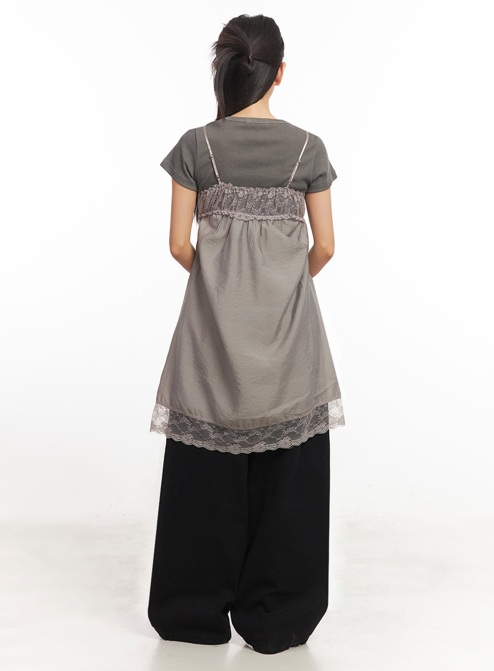 Satin Ribbon Lace Cami Dress IA524