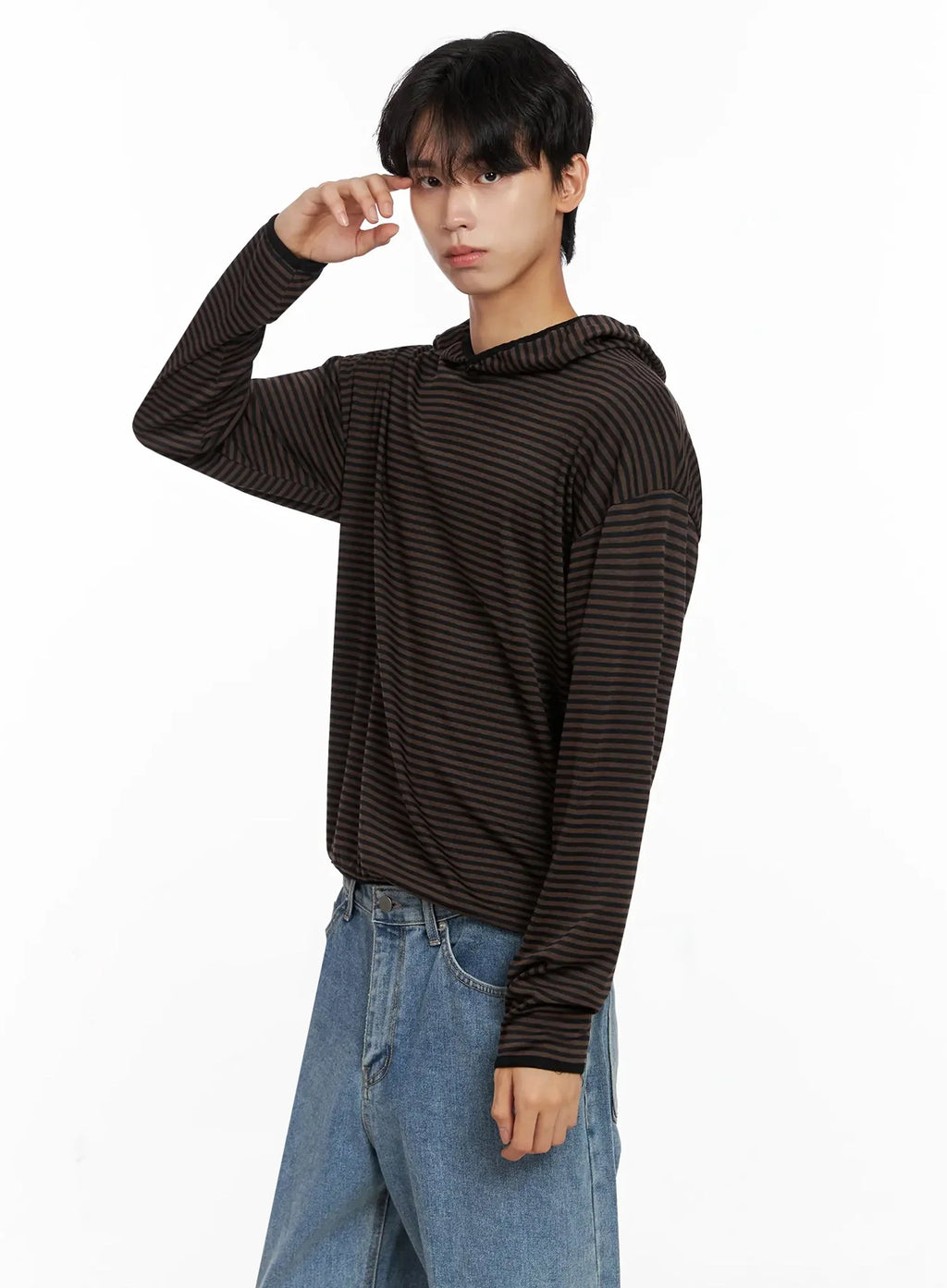 Men's Striped Hooded Long Sleeve IO517