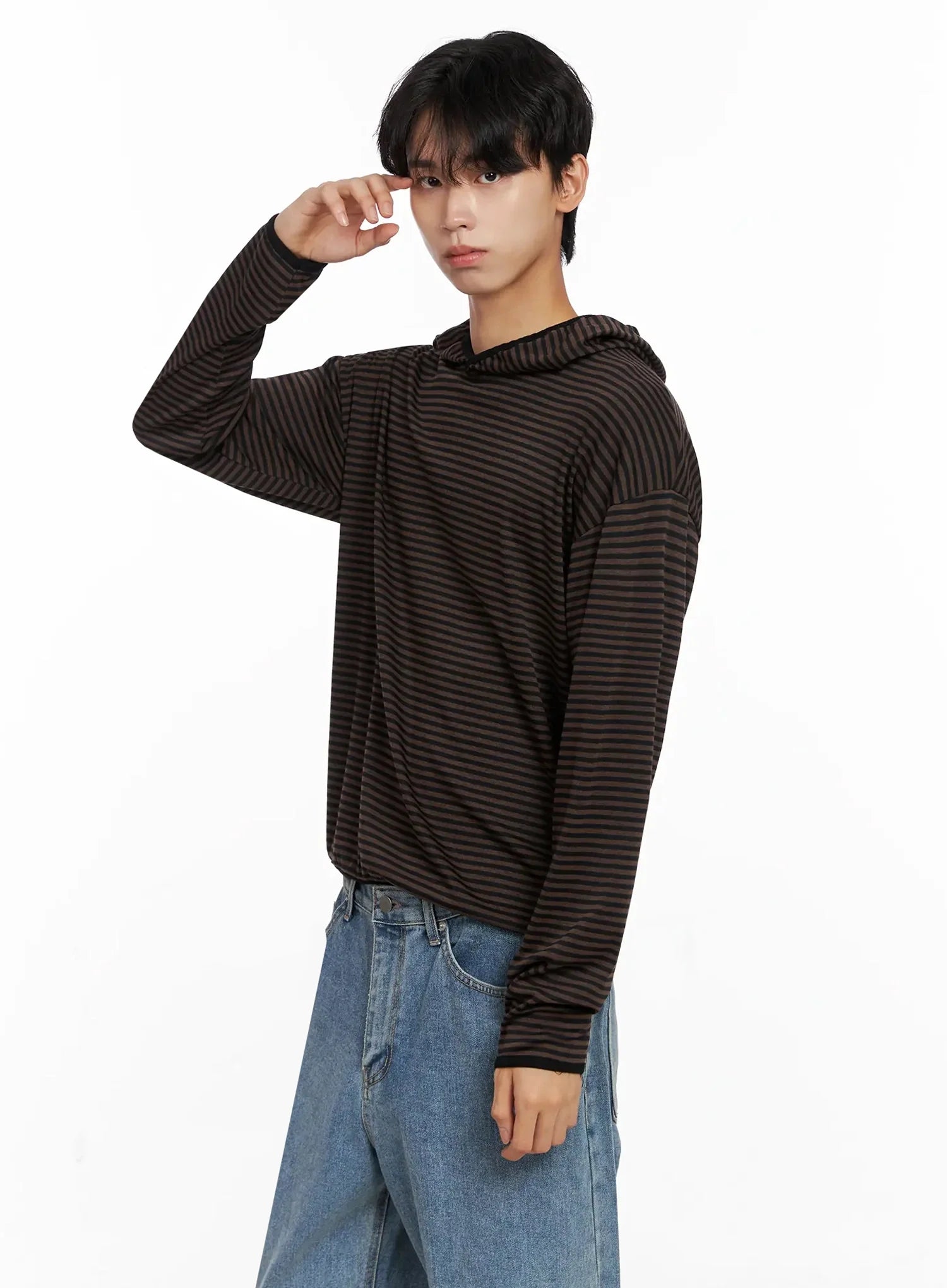 Men's Striped Hooded Long Sleeve IO517