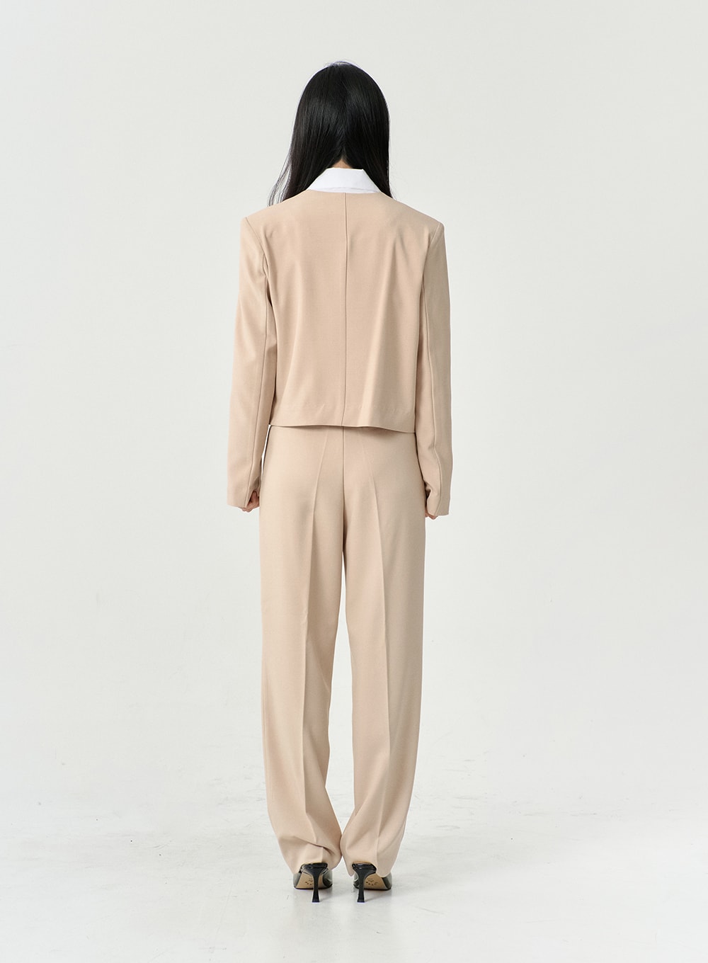 No Collar Semi Cropped Blazer OS13