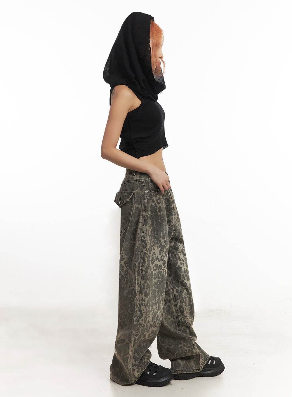 Knit Sleeveless Hooded Crop Top IA517