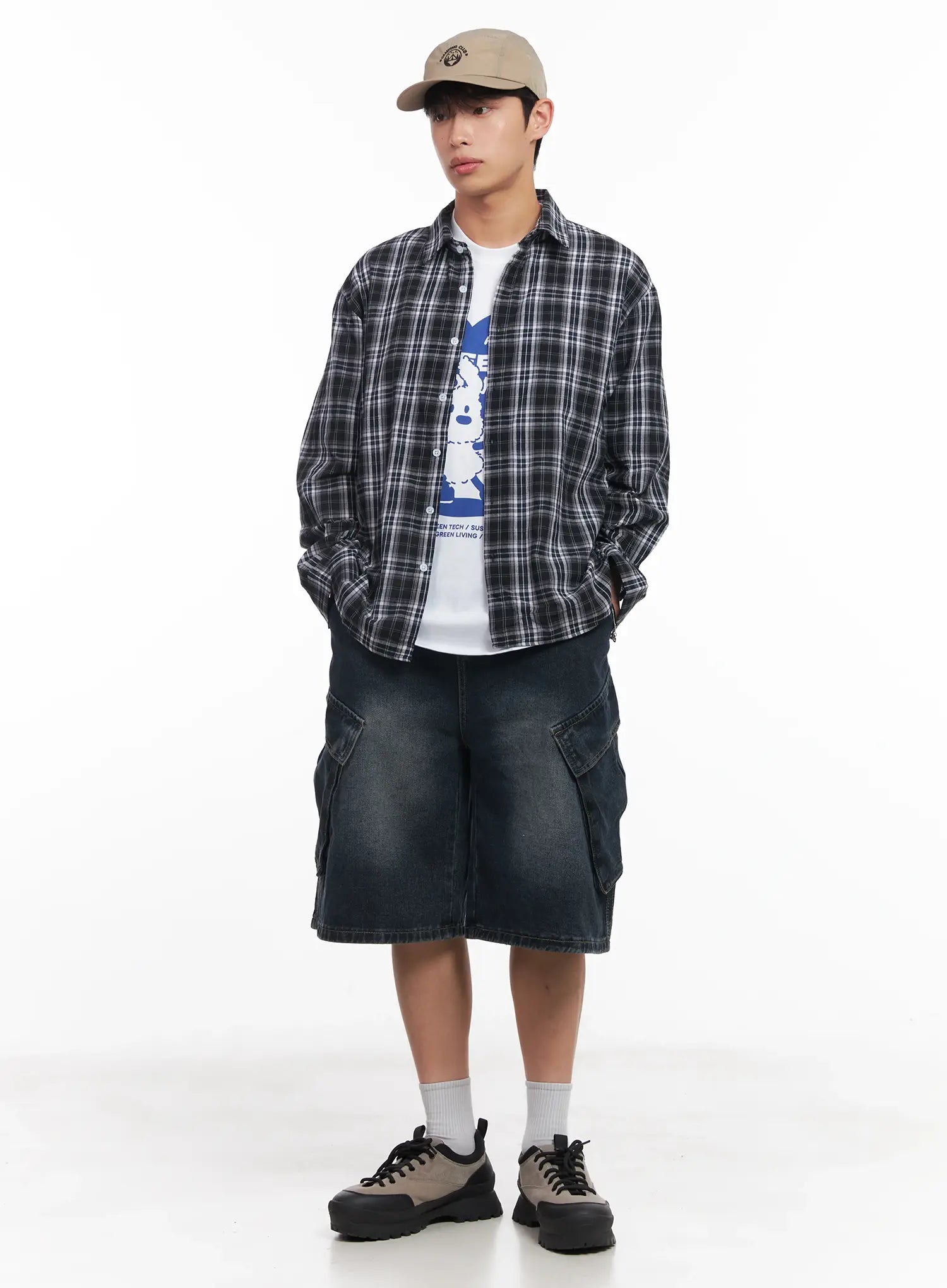 Men's Loose-Fit Flannel Shirt IU519