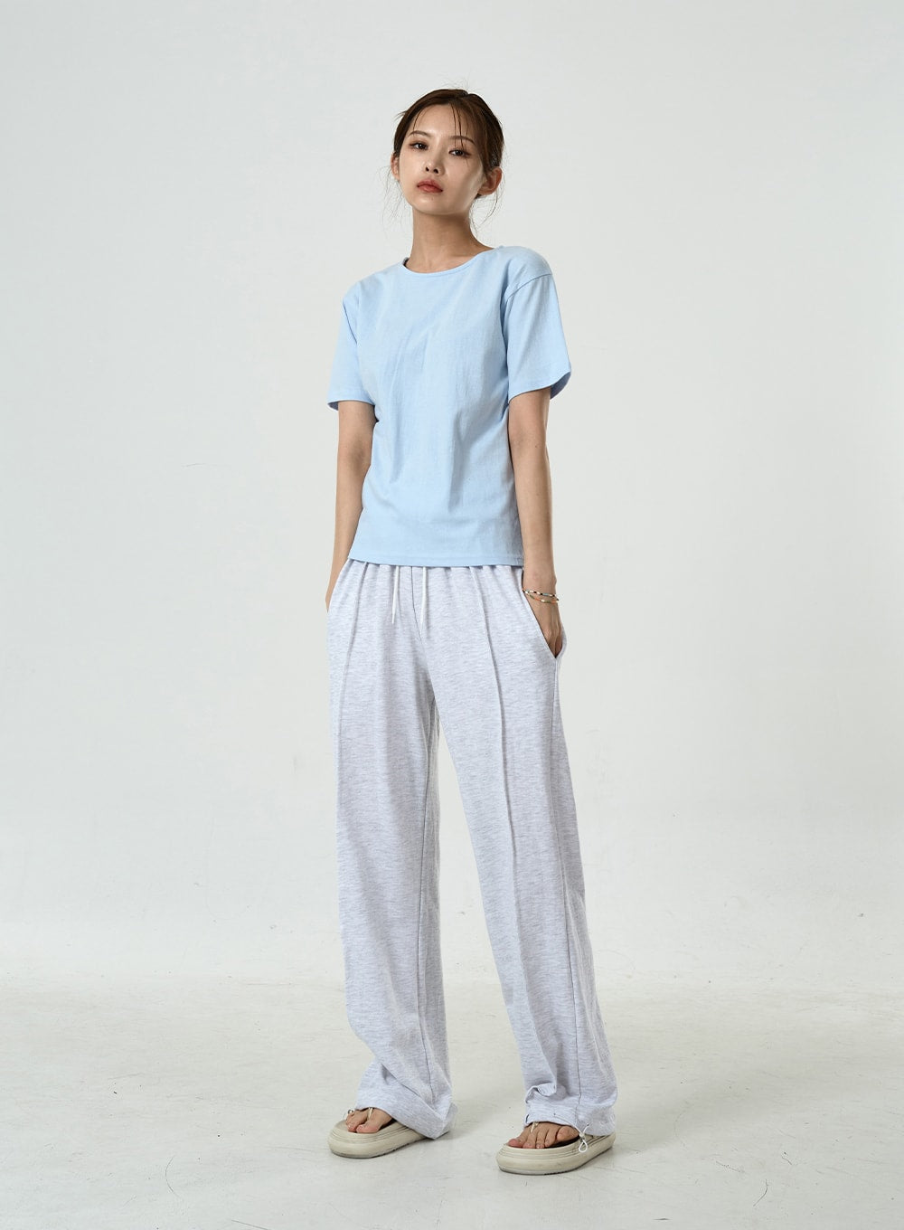 Pin-tuck Wide Leg Sweat Pants CU7