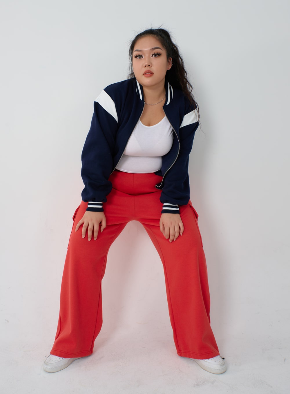 Plus Two Color Zipper Sweatshirt ID27