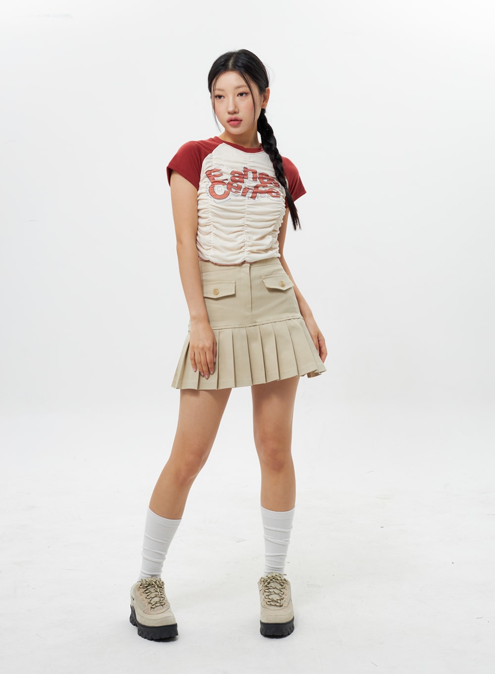 High Waist Pleated Skort IY312