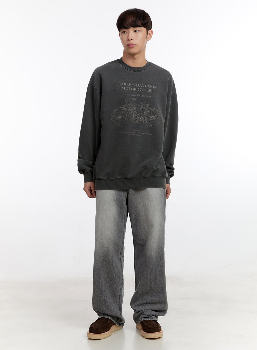 Men's Wide-Fit Washed Jeans IA507