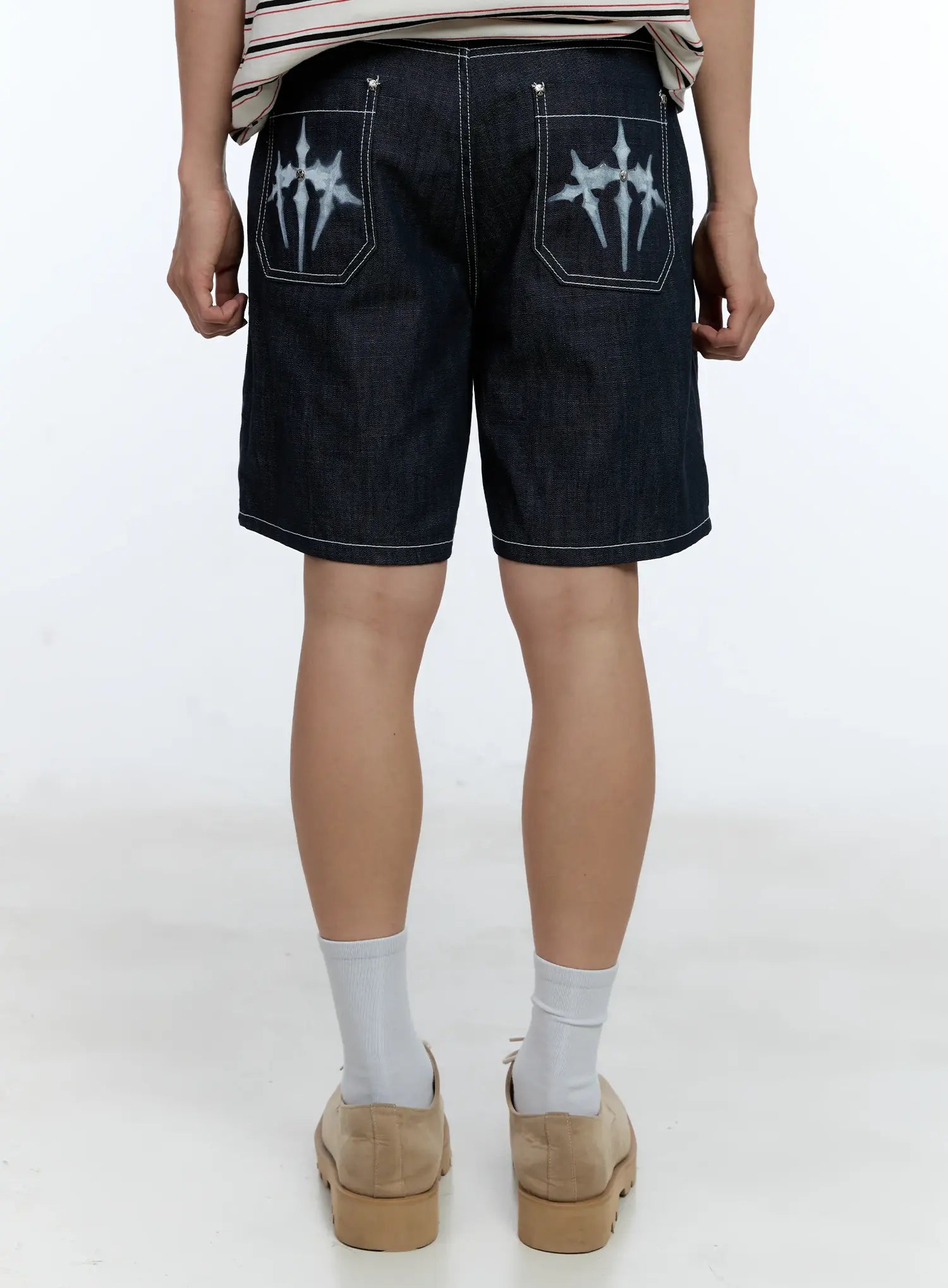Men's Pleated Denim Jorts IL517