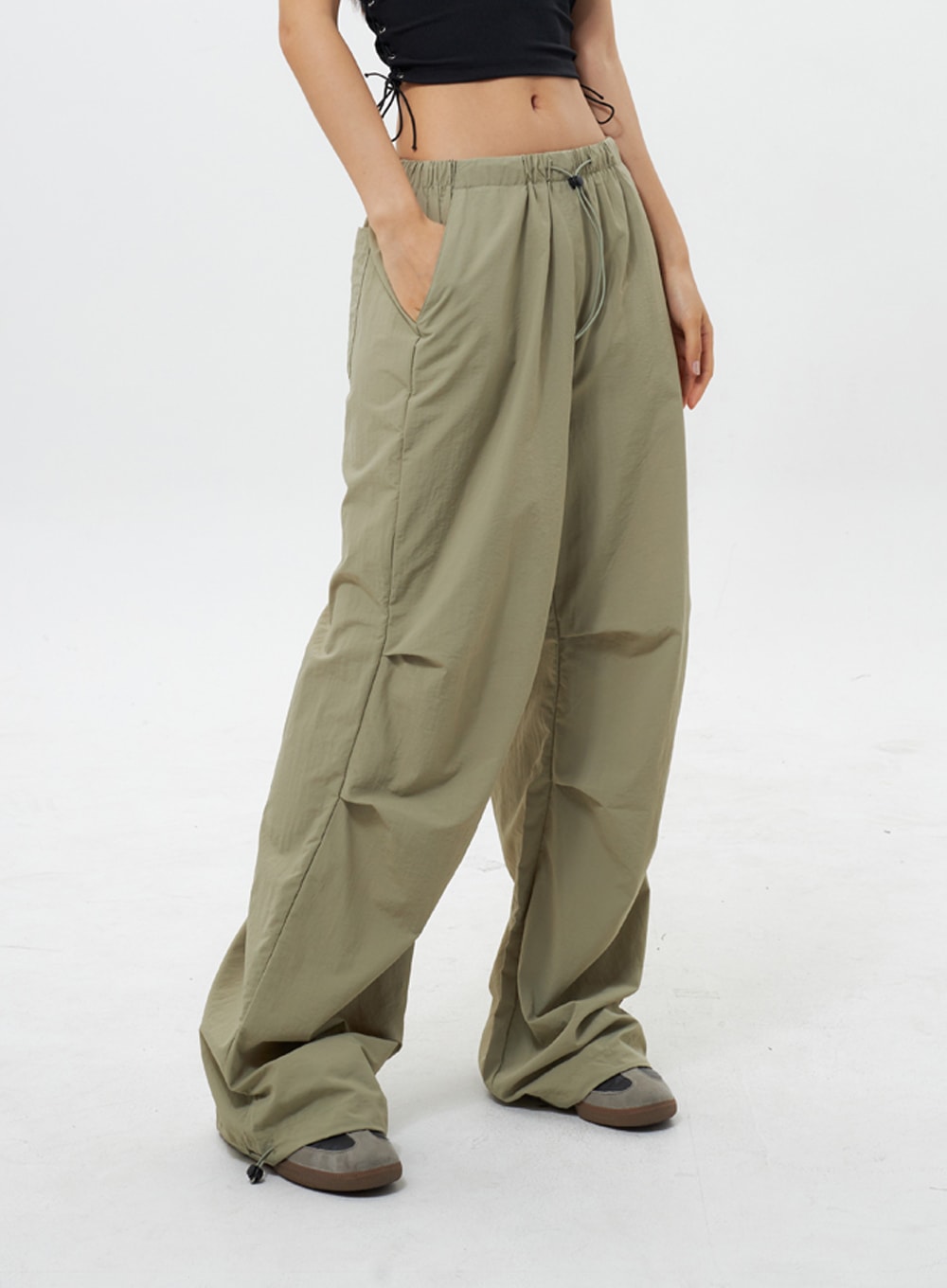 Nylon Wide Track Pants IY311