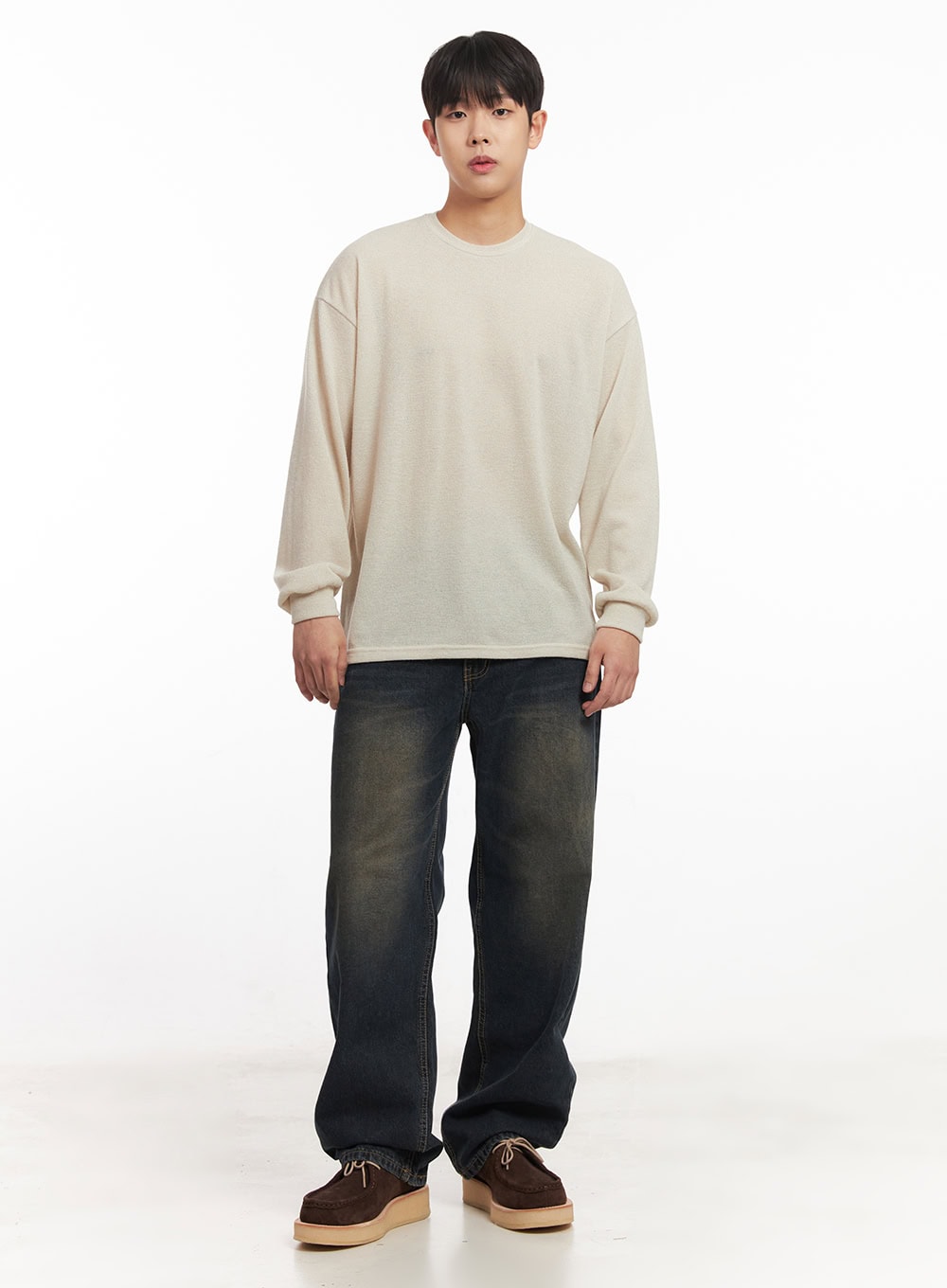 Men's Vintage Washed Wide-Leg Jeans IM527