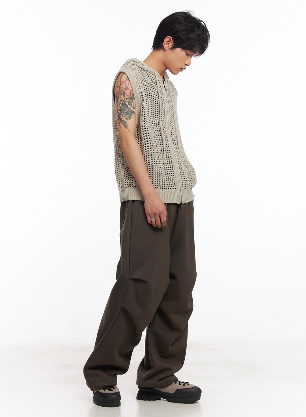 Men's Mesh Zip-Up Hooded Vest IY508