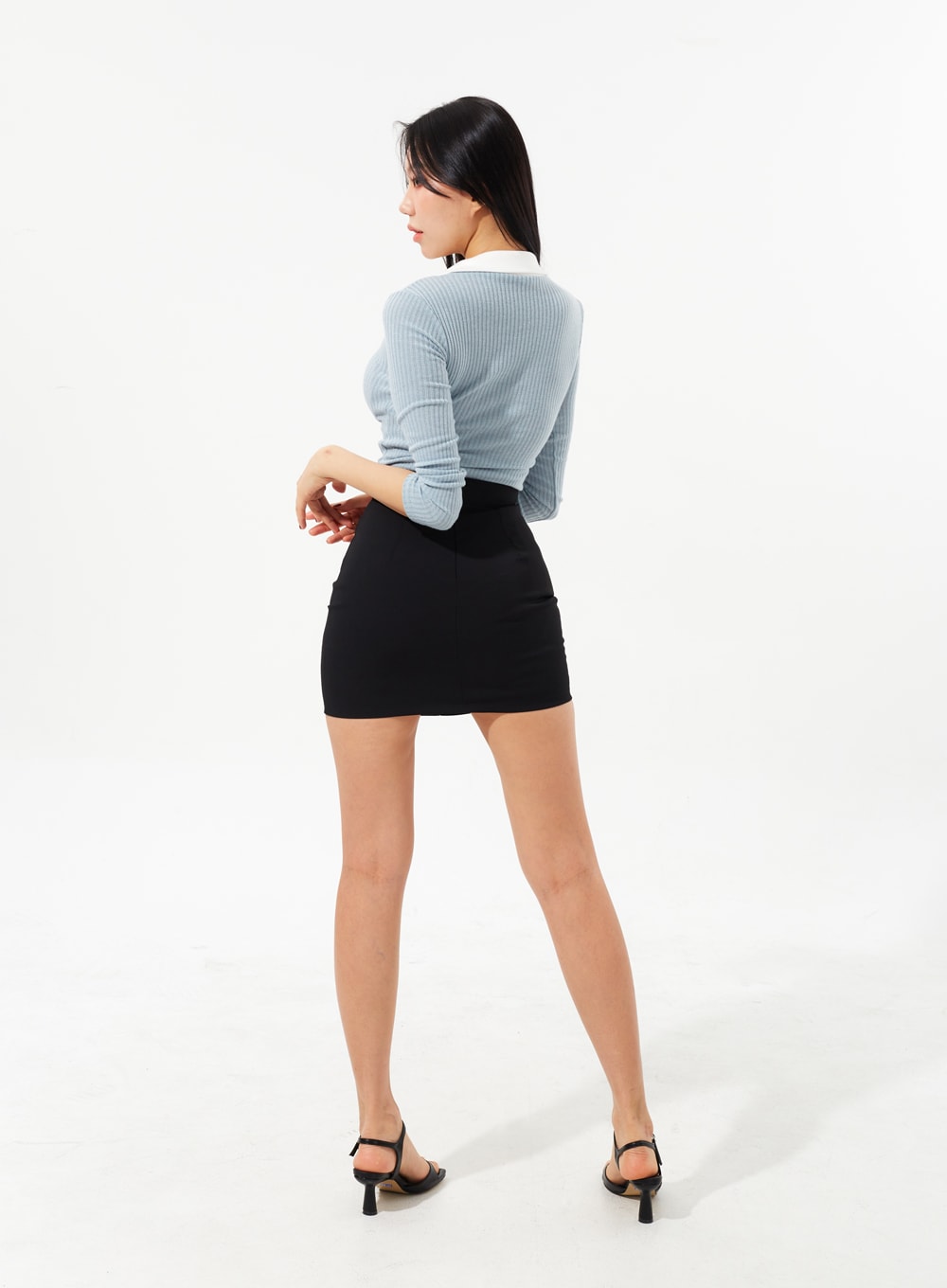 Ribbed Knit V-Neck Top IM323