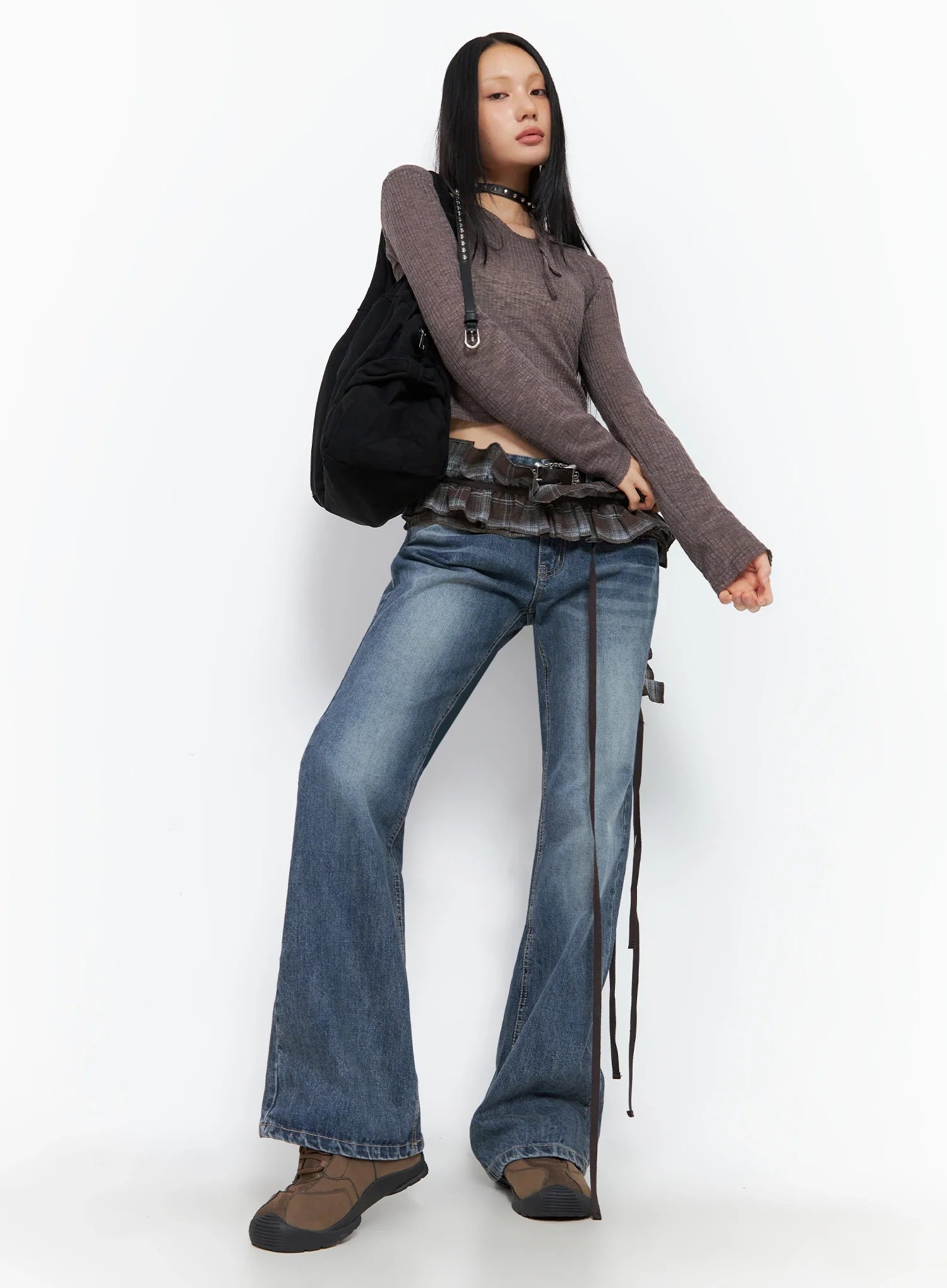 Plaid Layered Wrap Mini Skirt CO516