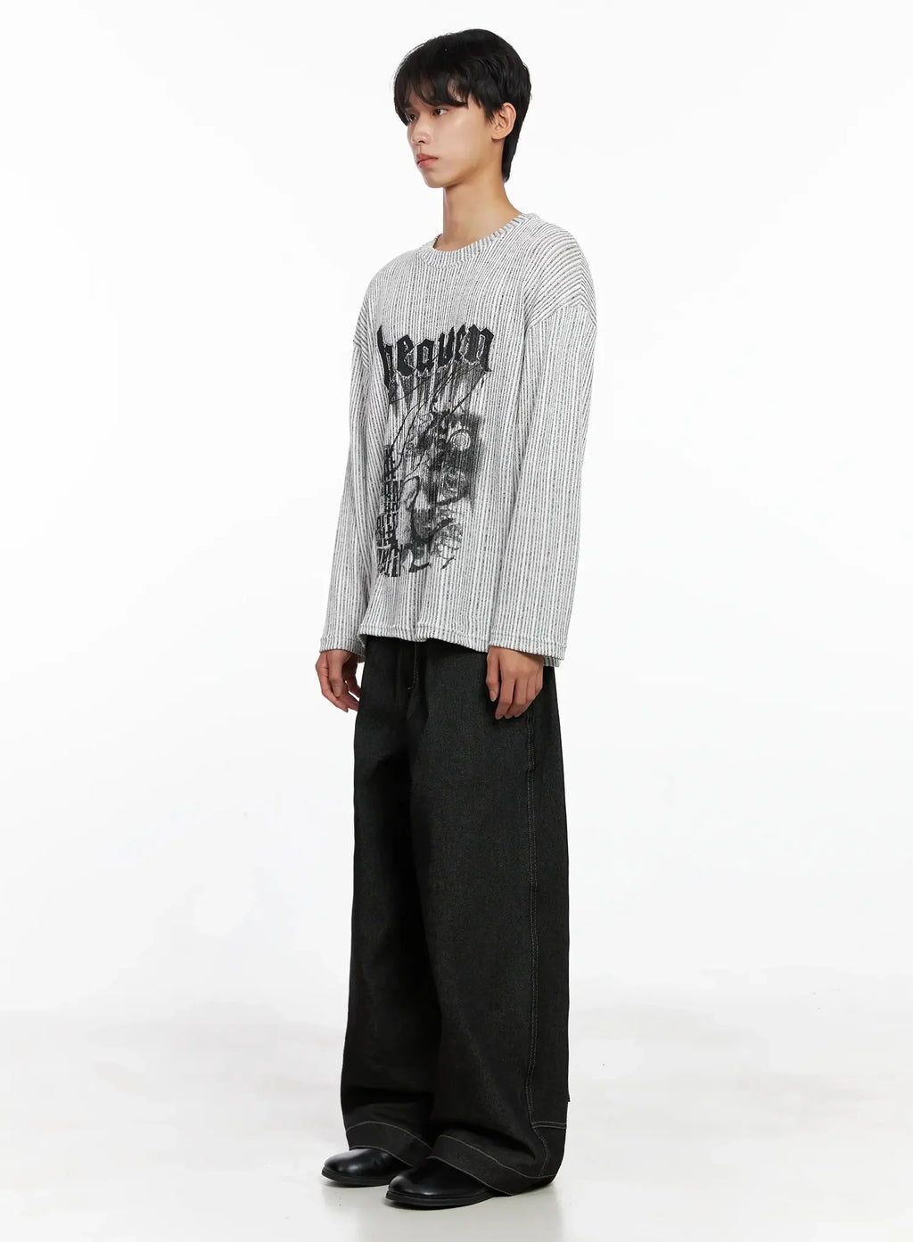 Men's Striped Graphic Knit Long Sleeve IO517