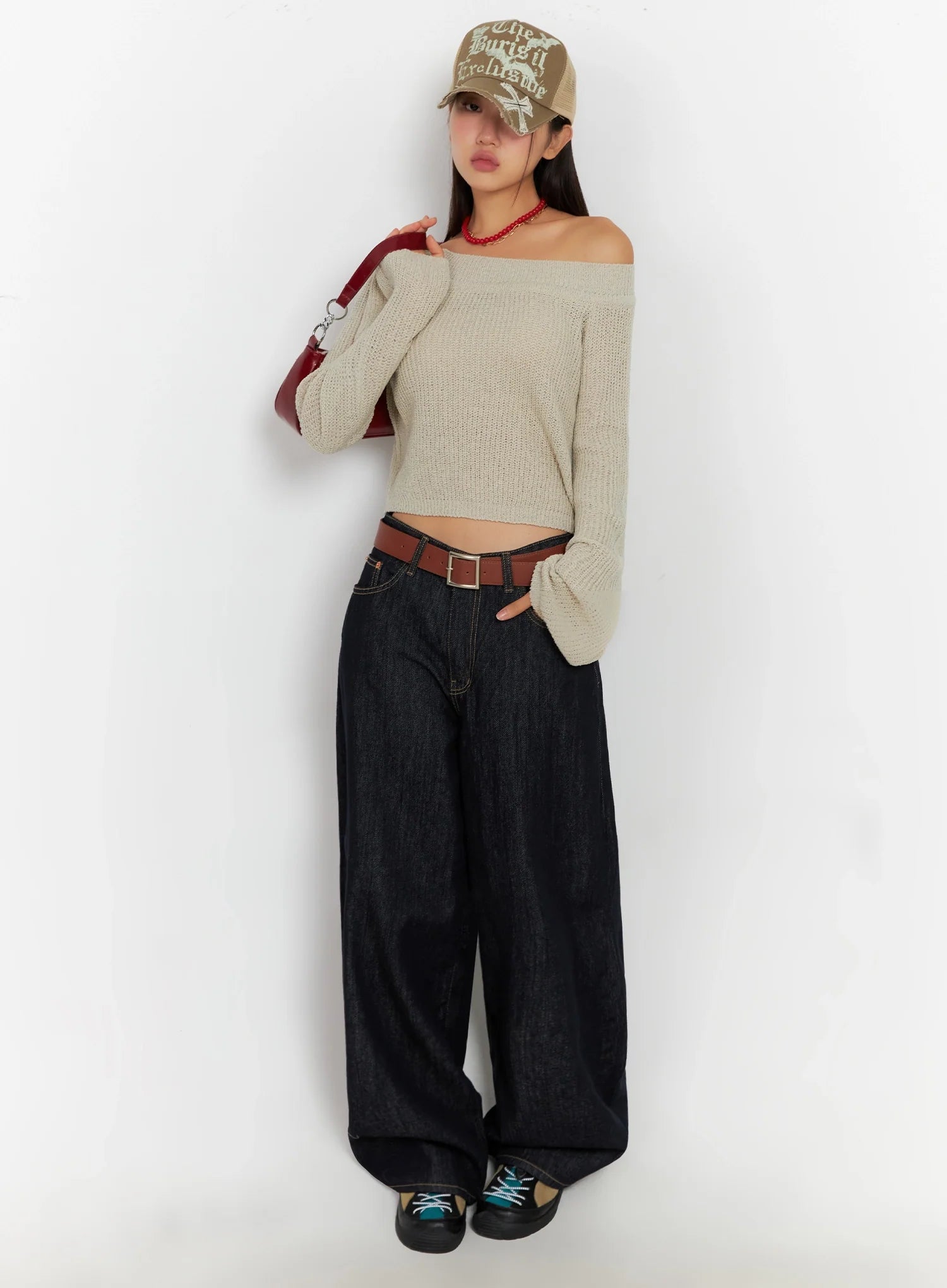 Lena Dark Wash Wide-Leg Jeans IG527