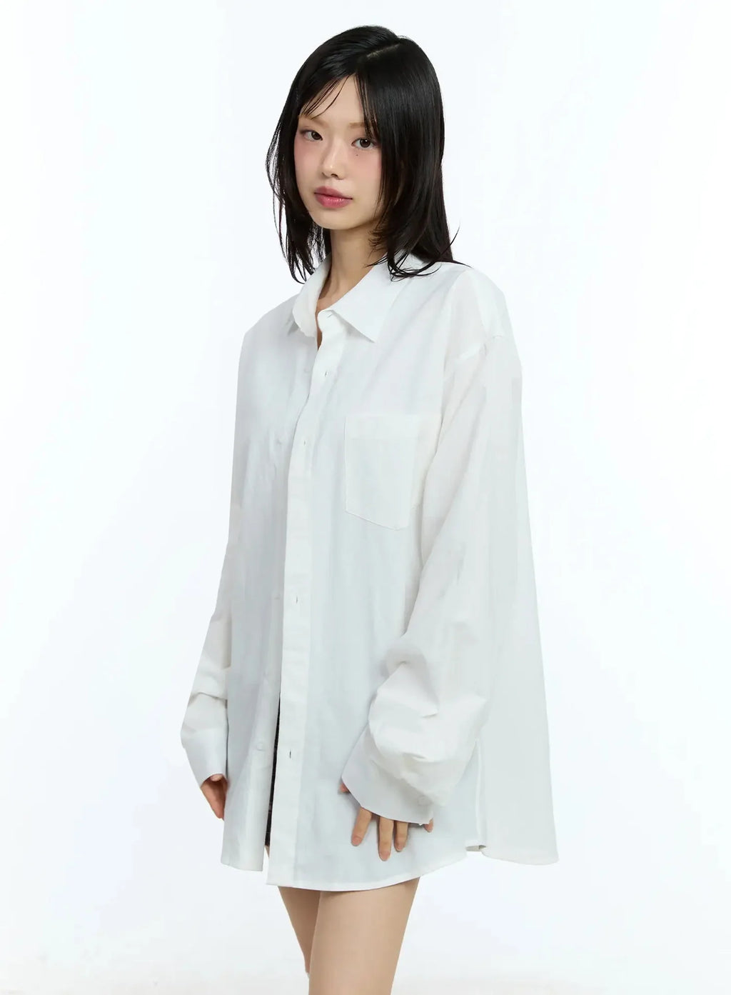 Oversized Solid Collared Shirt IU524