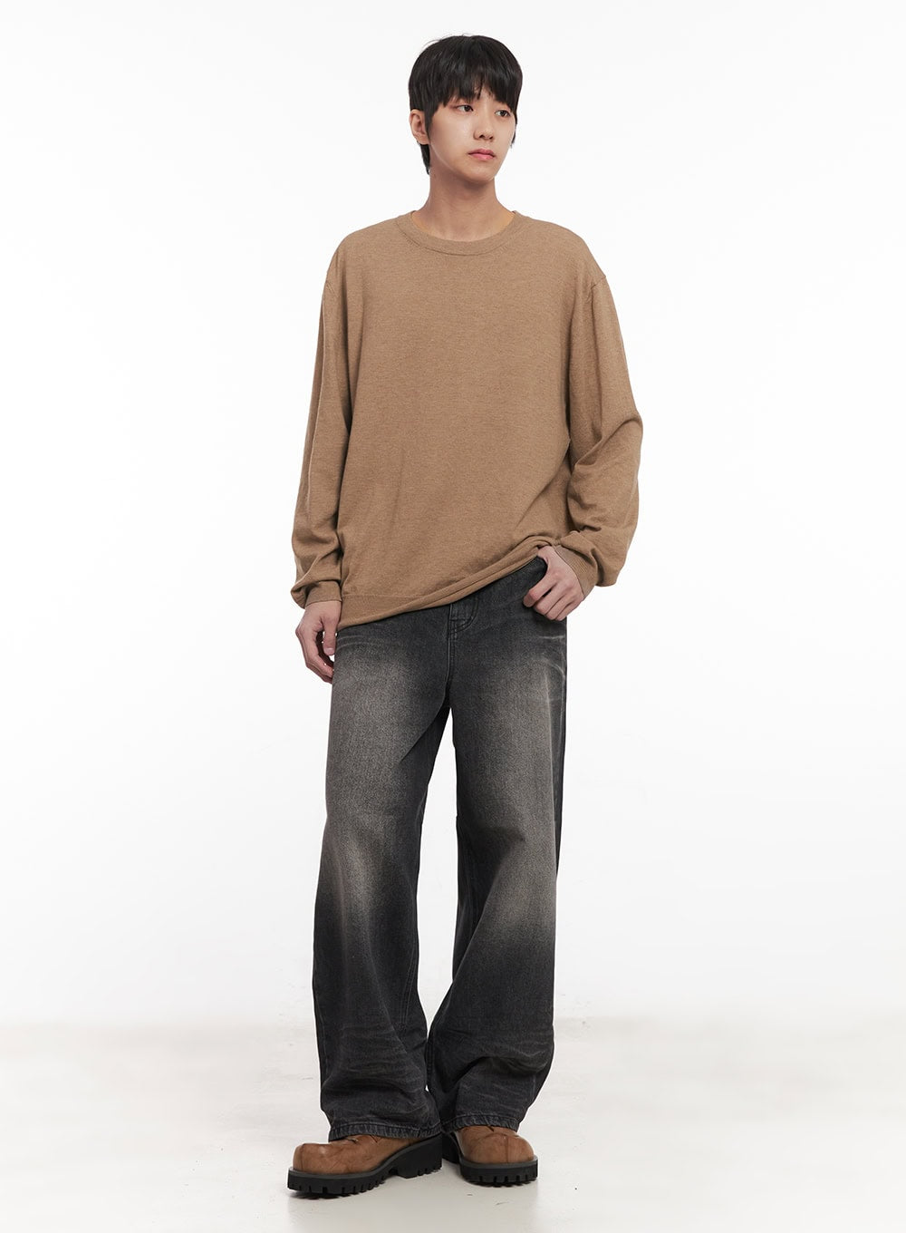 Men's Washed Wide-Leg Jeans IM518