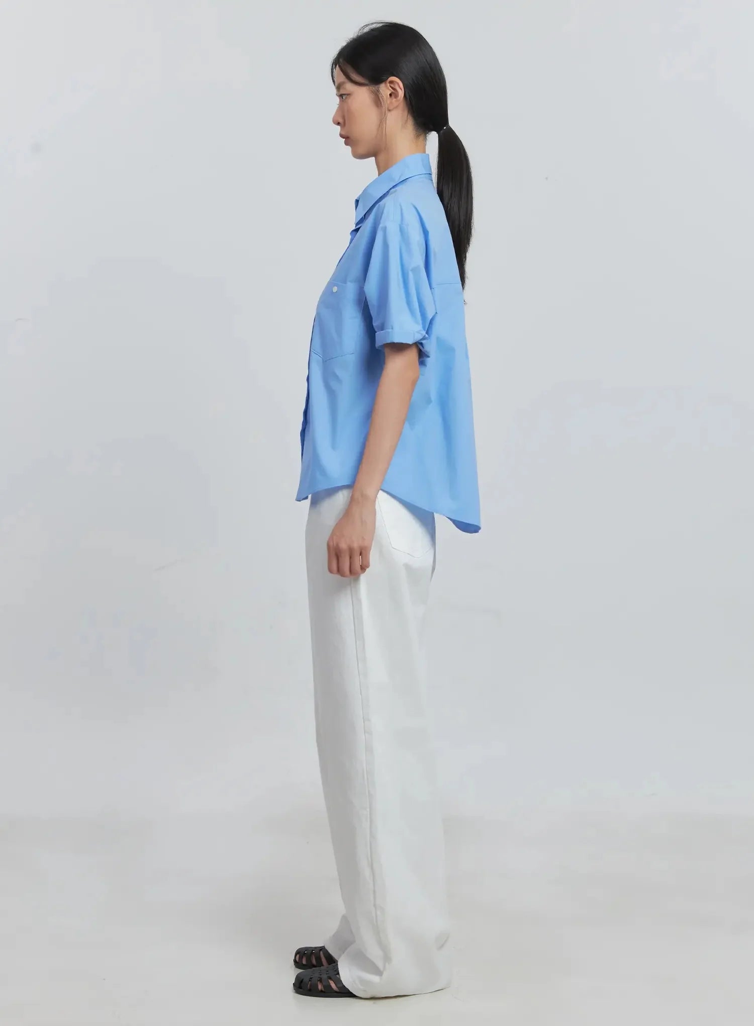Roll-Up Short-Sleeve Collared Shirt IU512