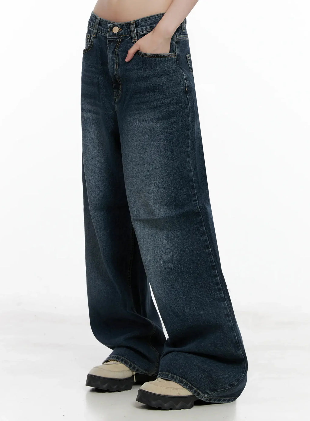 Mashiro Vintage-Wash Wide Jeans IL531