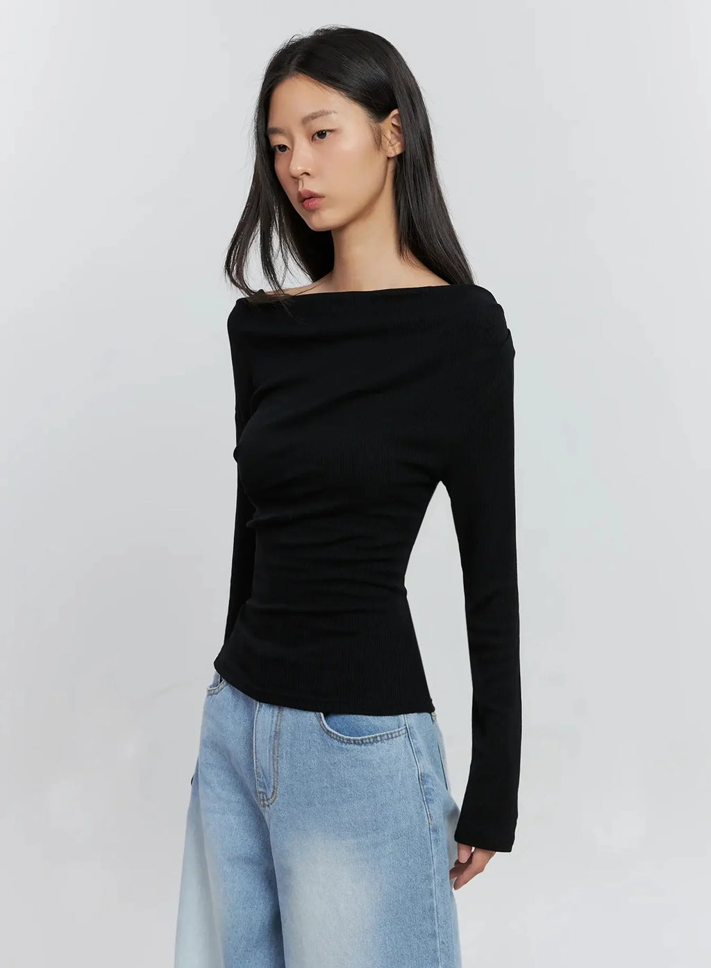 Asymmetric Long Sleeve Top IS516