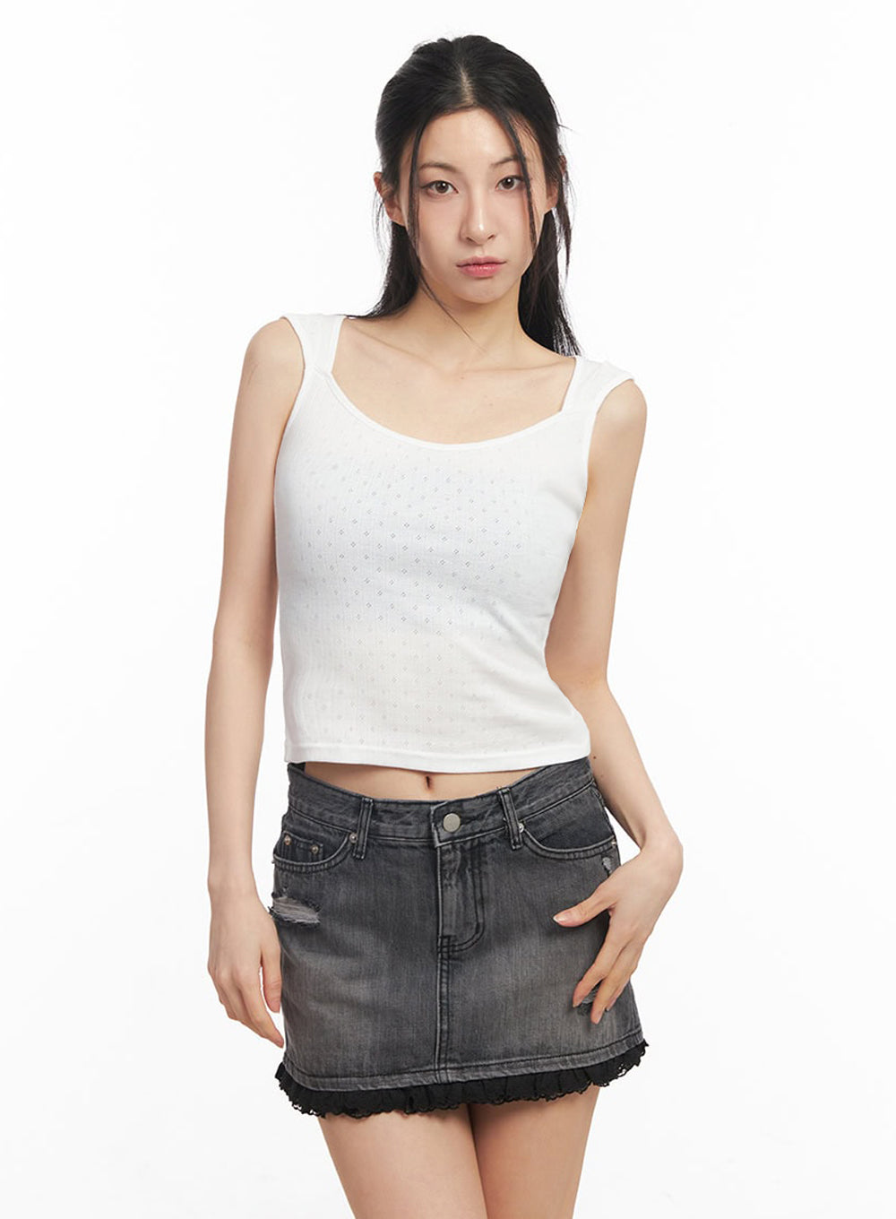 Square-Neck Off-Shoulder Top IY529