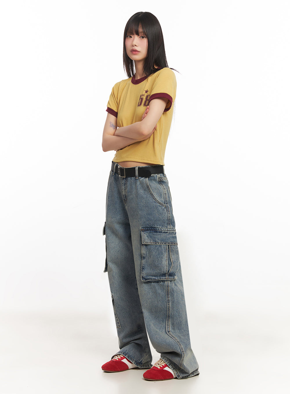 Star Number Graphic Crop Top IY502