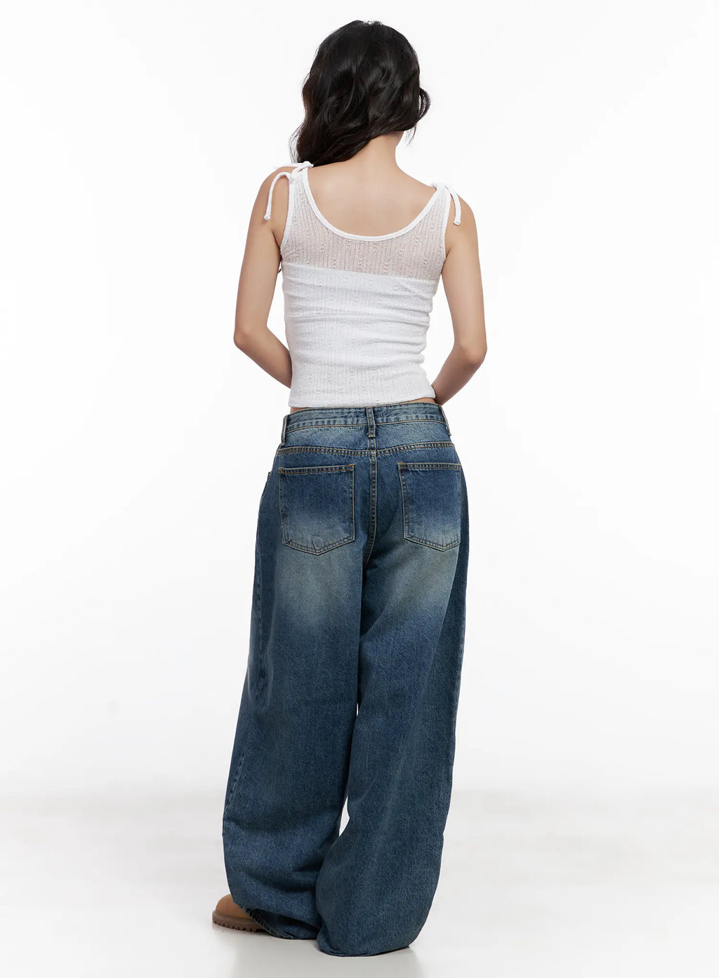 Miji Wide-Leg Washed Denim Jeans CL521