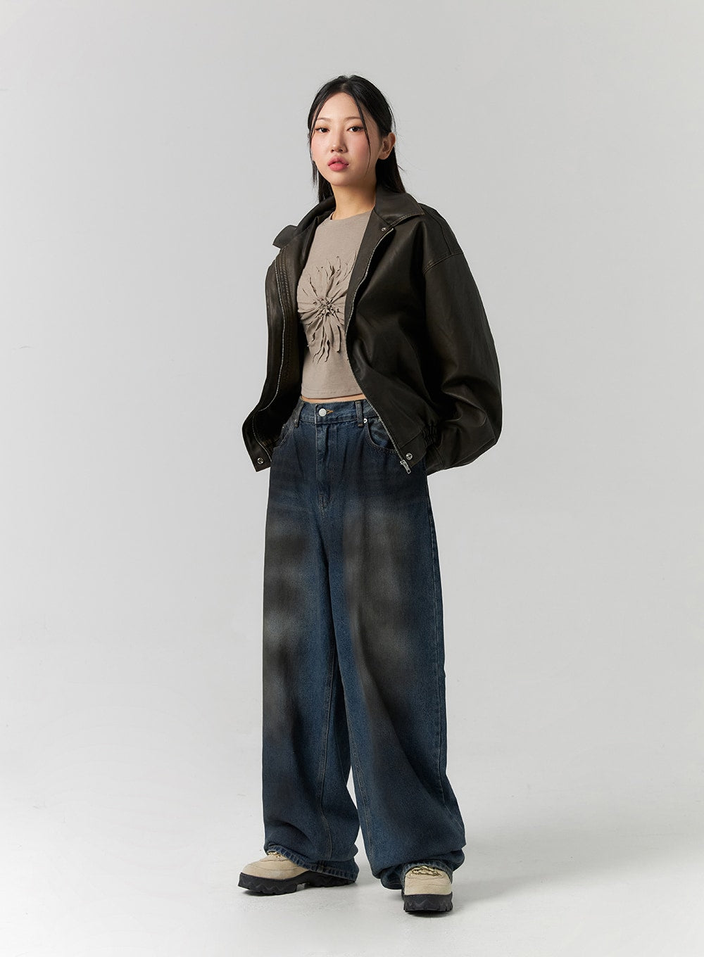 Tie-Dye Washed Wide Leg Jeans CS320