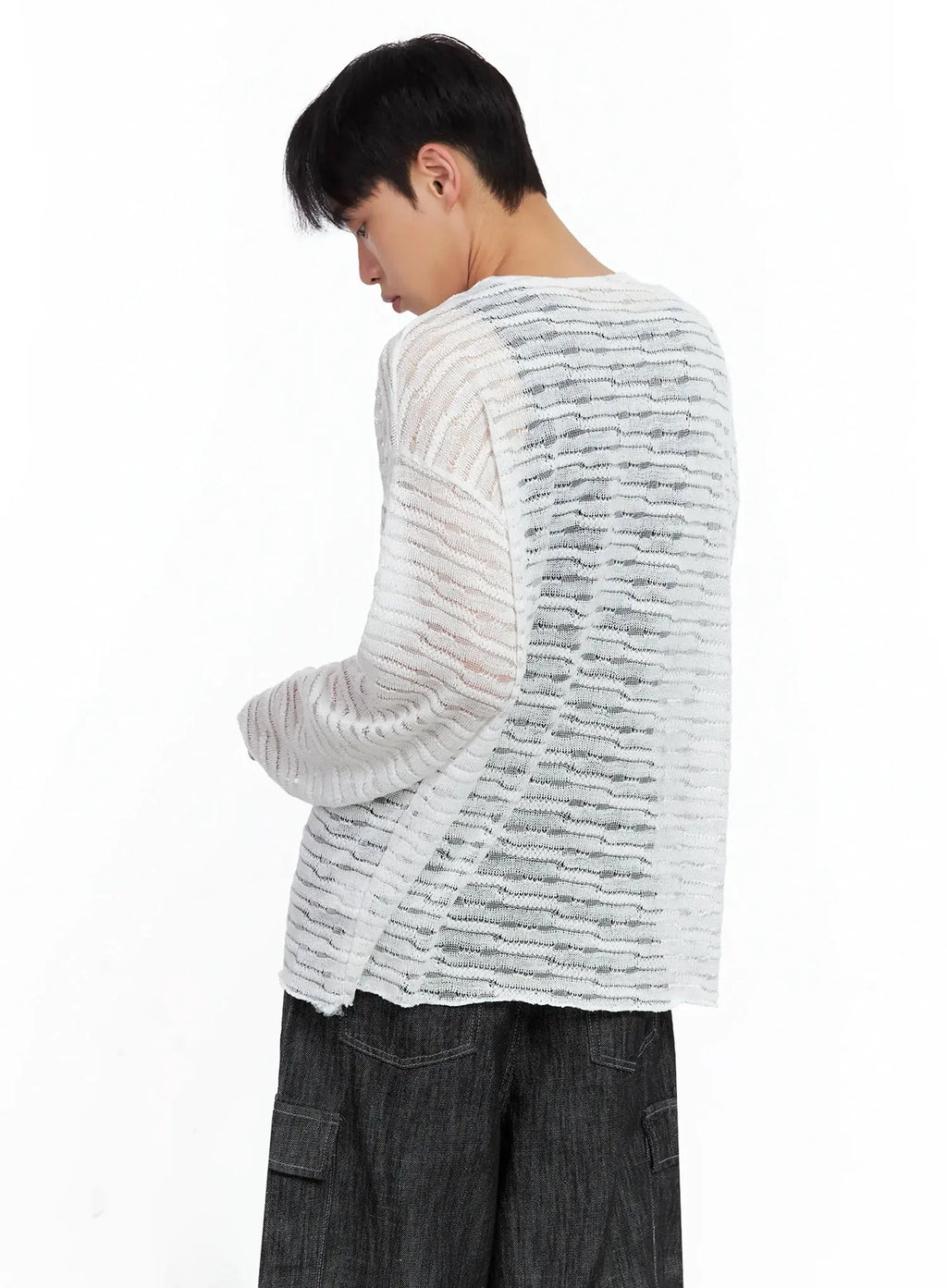 Men's Striped Knit Long-Sleeve Top IL516