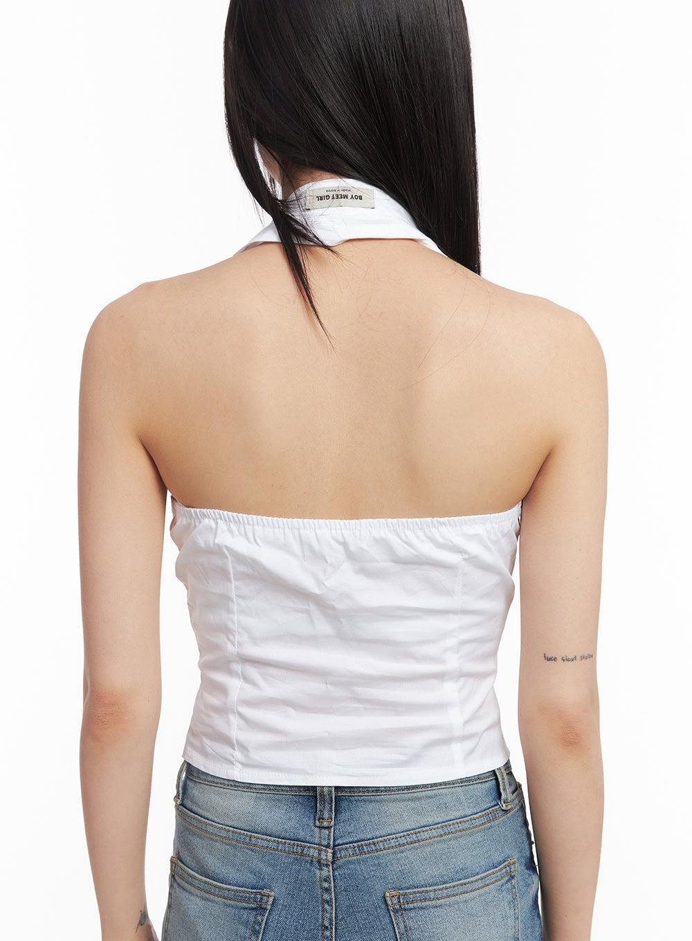 Collared Halter Buttoned Top CY512