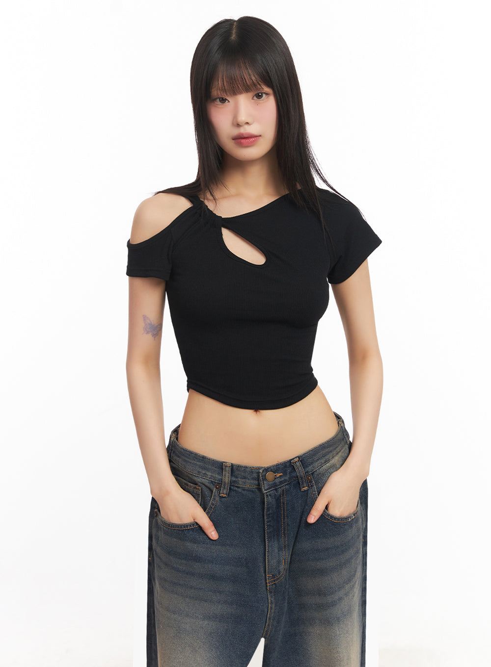 Asymmetric Cut-Out Crop Top IY502