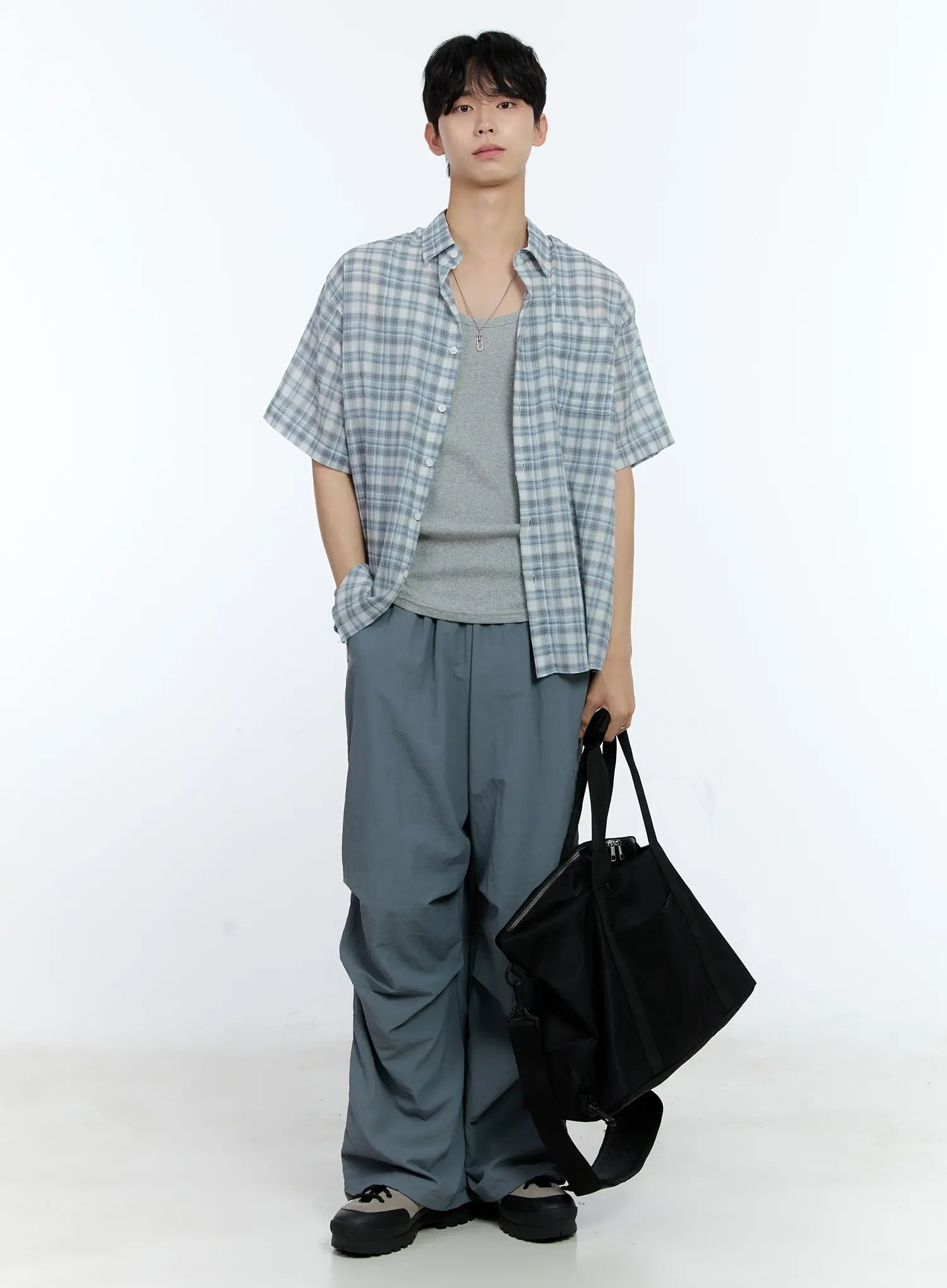 Men's Checkered Button-Up Shirt IG501