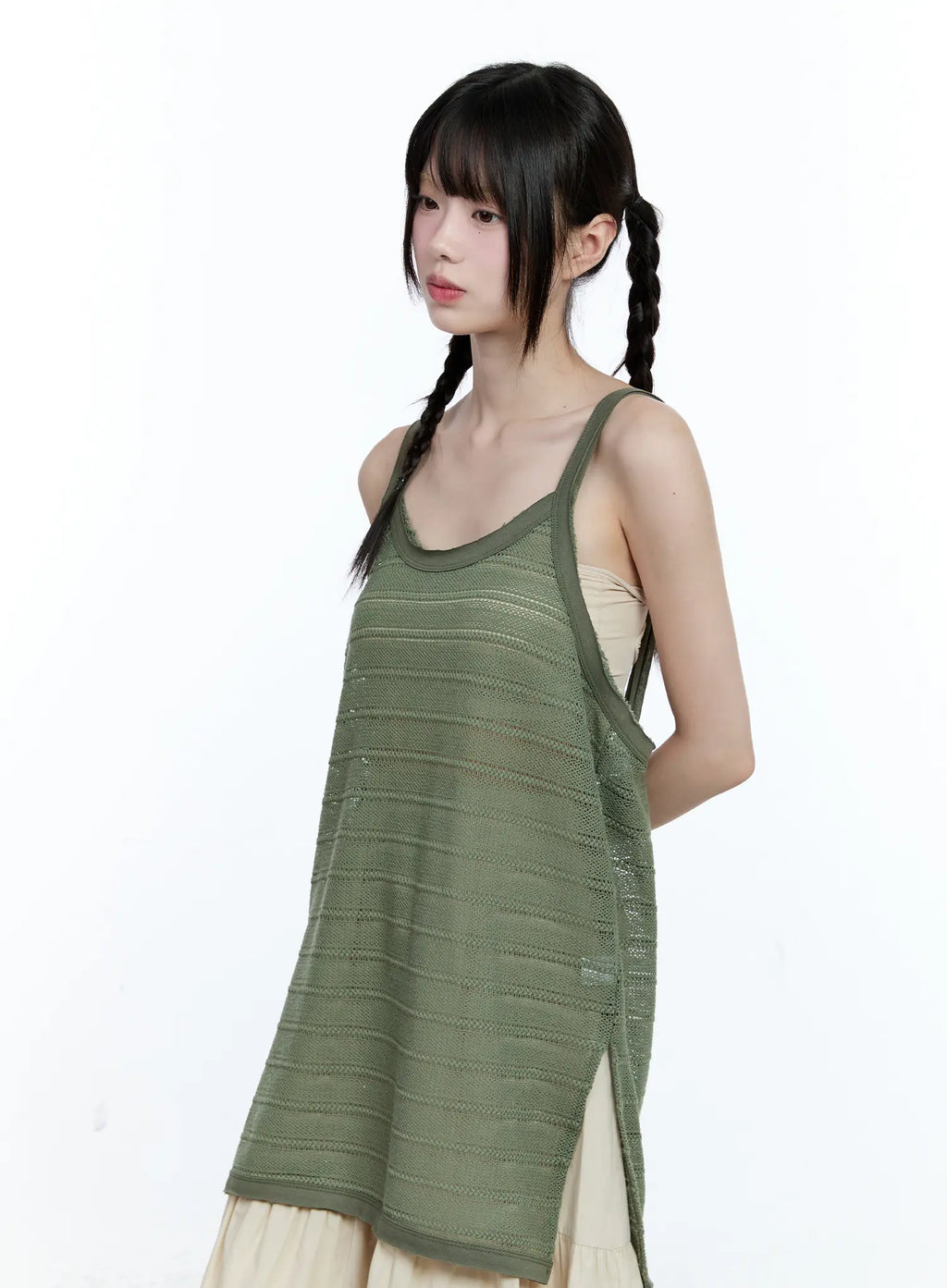 Striped Sheer Layered Tank CL529
