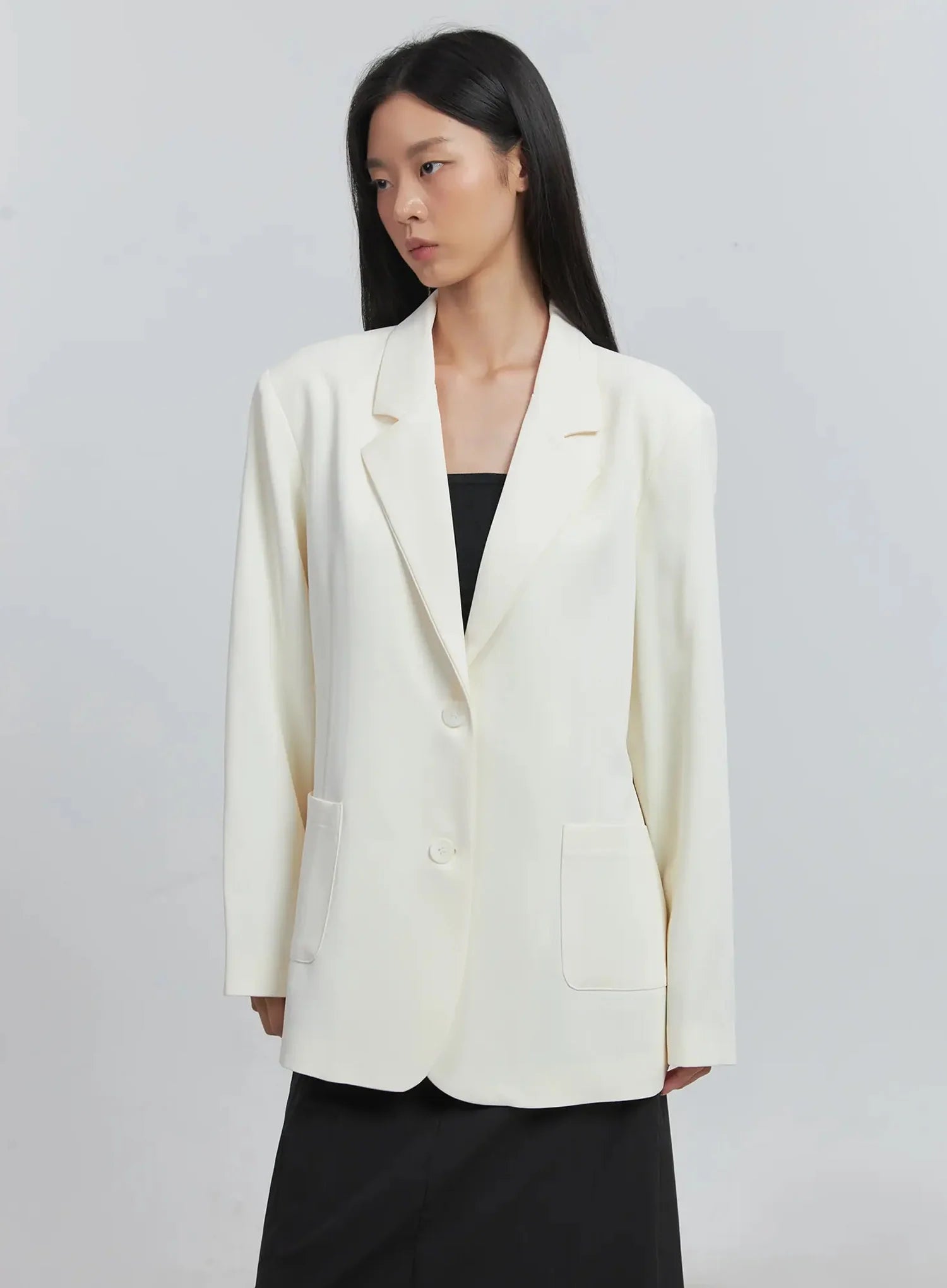 Classic Oversized Blazer (Light beige) IU512