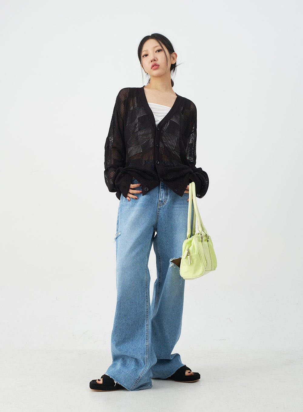 Checkered Oversized Cardigan CJ09