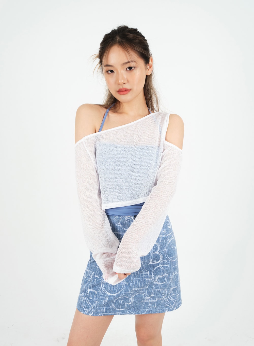 Halterneck Shirred Top with Padding CM9