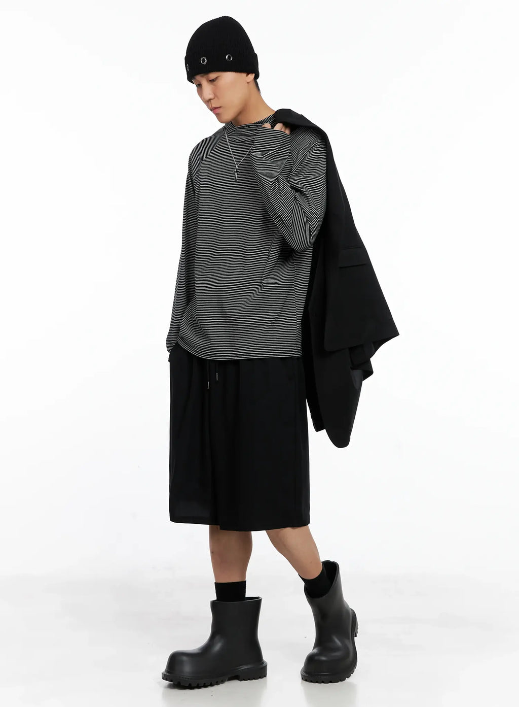 Men's Striped Long Sleeve Hoodie IS502