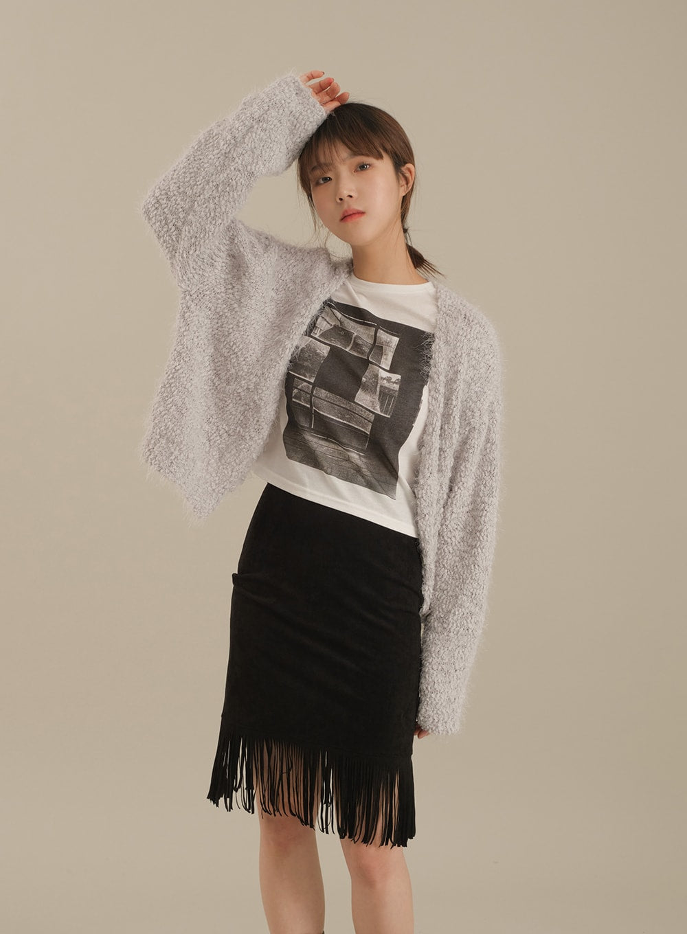 Tassel Hem Knee Length Skirt