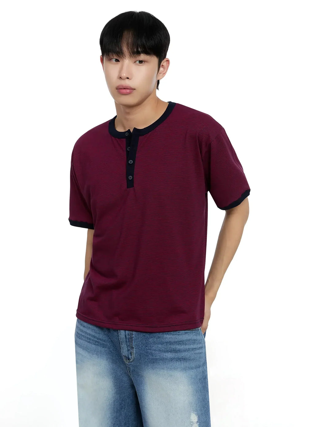 Men's Striped Henley T-shirt IG520