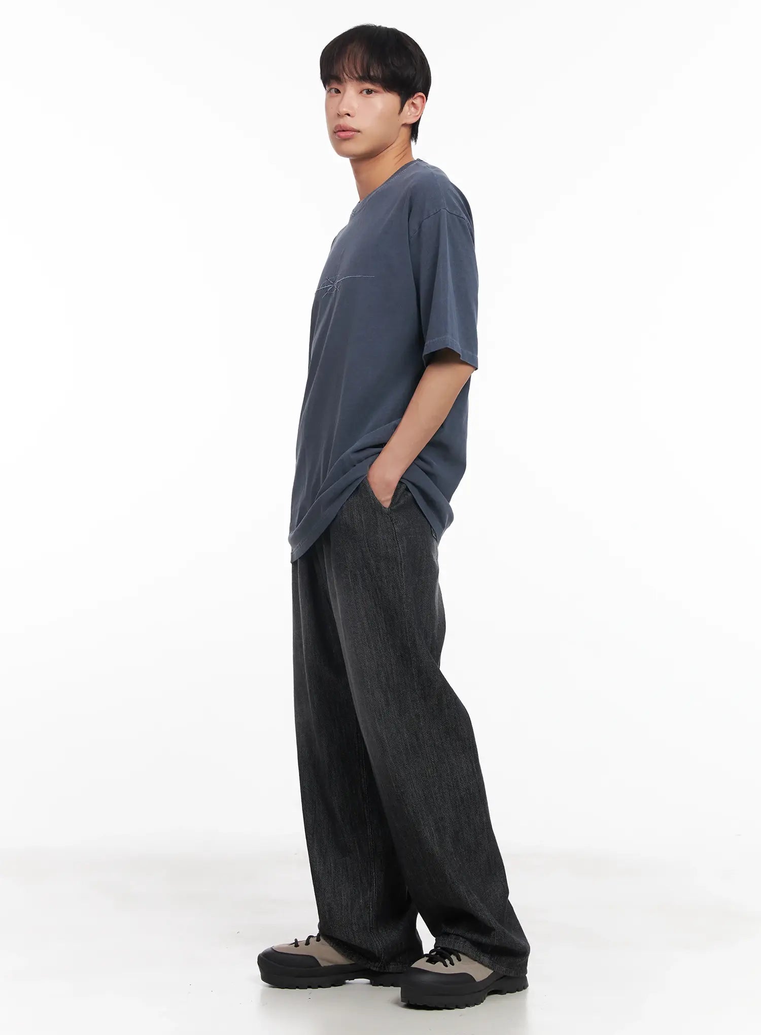 Men's Adjustable Linen Denim Pants (Black) IU518