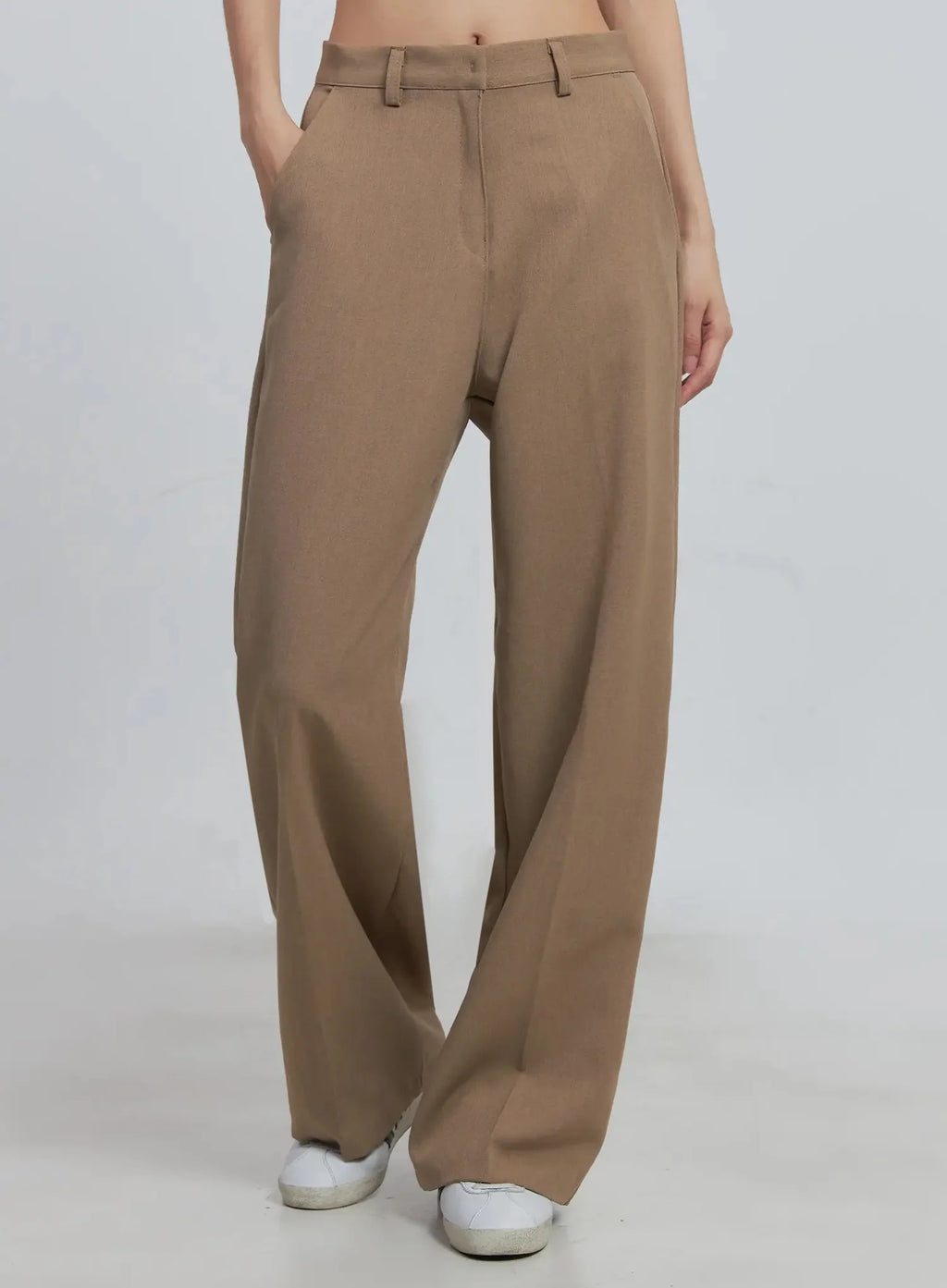 Classic Wide-Fit Slacks (Beige) IU512