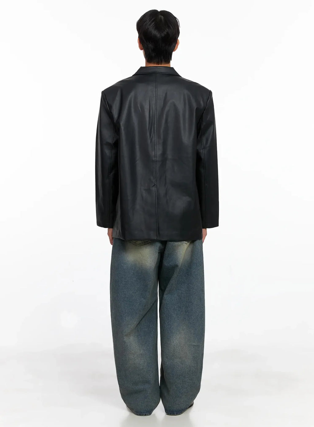 Men's Faux Leather Blazer Jacket IO516