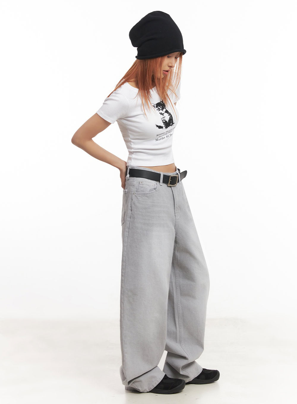 Cat Graphic Crop Top IA515