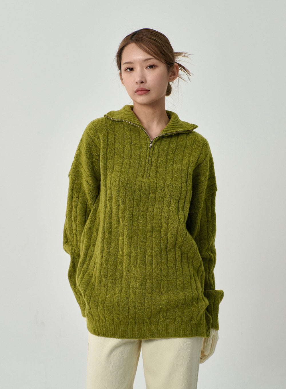 Twist Pattern Zip-Up Knit Unisex CD12